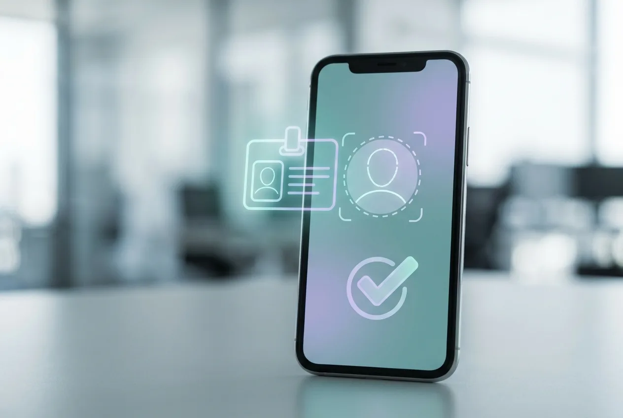 Telefon cu ecran de verificare KYC pentru aplicație casino
